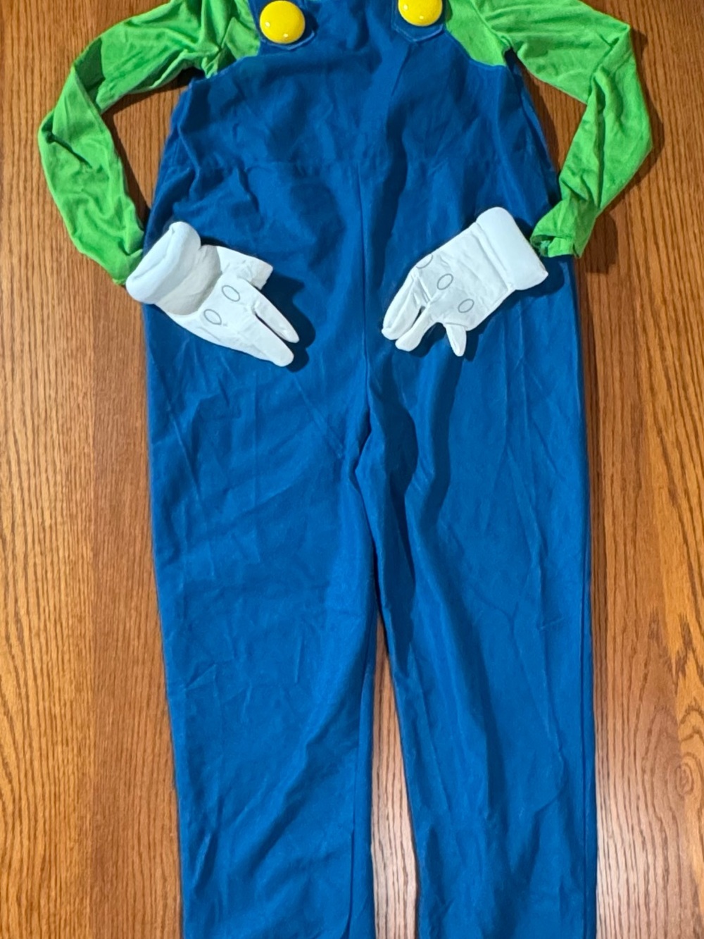 Luigi Super Mario Boys 10/12 Costume Inflatable Belly Hat Gloves Complete